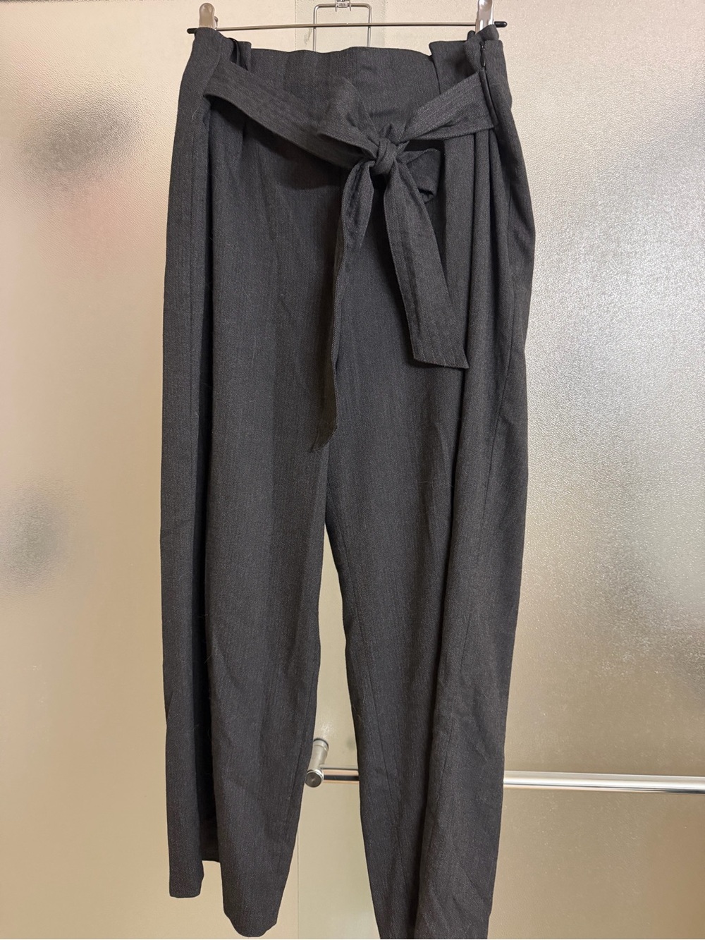 Zara large paper bag wide leg cropped